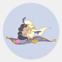 Aladdin and Jasmine on Magic Carpet Round Stickers