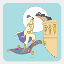 Aladdin and Jasmine Square Stickers