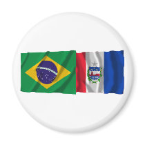 Alagoas & Brazil Waving Flags Refrigerator Magnets