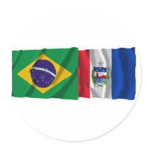 Alagoas & Brazil Waving Flags Round Sticker