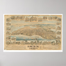 Alameda, CA. Panoramic Map (0540A) Poster