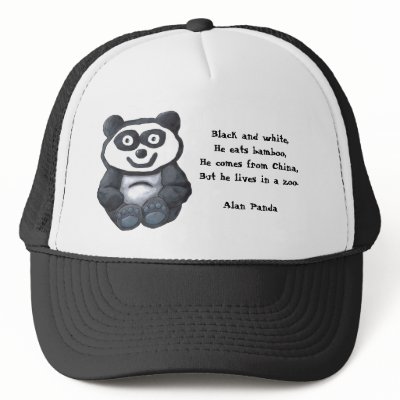 Alan Panda, Black and white,He eats bamboo,He c... Hats by Cantus