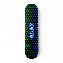Alan skateboard blue fire and flames design.