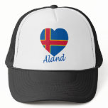 Aland Islands Flag Heart Trucker Hat