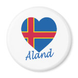 Aland Islands Flag Heart Refrigerator Magnet