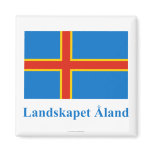 Aland Islands Flag with Name in Swedish Refrigerator Magnets