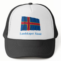 Aland Islands Waving Flag with Name in Swedish hats by Vexillophile Aland Islands Waving Flag with Name in Swedish hats