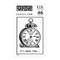 Alarm Clock "It's About Time" Postage Stamp
