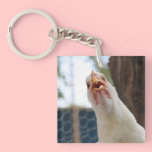 Alarmed White Hen Key Chain key chains