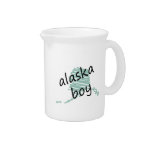 Alaska Boy on Child's Alaska Map Drawing Drink Pitcher