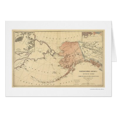 Map Of Alaska And Canada. Map 1867 Greeting Cards by