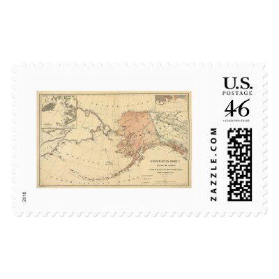 Alaska Ceded By Russia Map 1867 Postage Stamp by lc_maps