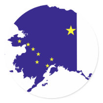 Alaska Flag Map Round Stickers