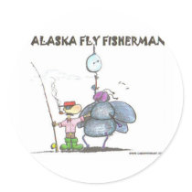 ALASKA FLY FISHERMAN ROUND STICKER