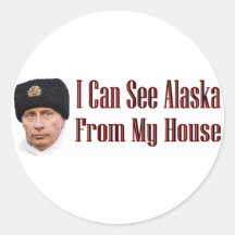 Alaska from my house round sticker