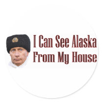 Alaska from my house round sticker