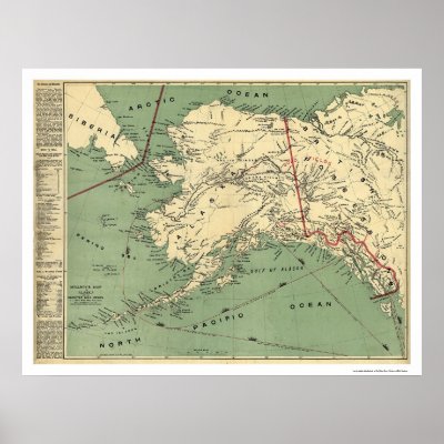 Map Of Alaska With Cities And Towns. Alaska Gold Fields Map 1897