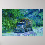 Alaska Highway Logging Truck Transport Art Poster