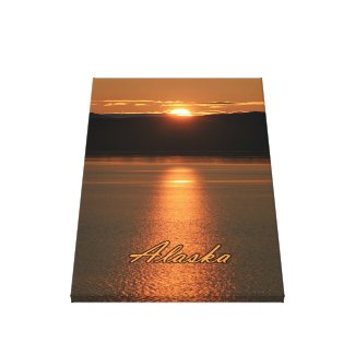 Alaska Sunset - Amber Reflecting off Ocean Canvas Print