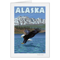 AlaskaBald Eagle Vintage Travel Poster Greeting Card