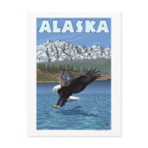 AlaskaBald Eagle Vintage Travel Poster Post Card
