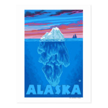 AlaskaIceberg Vintage Travel Poster Post Card