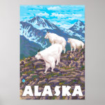 AlaskaMountain Goats Vintage Travel Poster posters