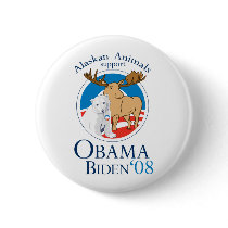 Alaskan Animals for Obama Button by SoCalTeeShirts Alaskan Animals for Obama Button