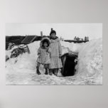 Alaskan Eskimos Outside Their Home Photograph Posters