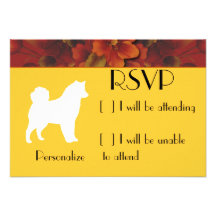 Alaskan Malamute Autumn Floral Custom Invitations