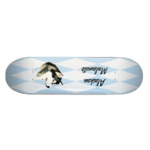 Alaskan Malamute ~ Blue w/ White Diamonds Skate Board