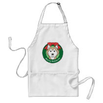 Alaskan Malamute Christmas aprons