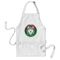 Alaskan Malamute Christmas aprons