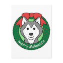 Alaskan Malamute Christmas postcards