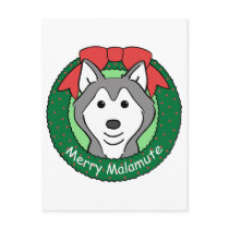 Alaskan Malamute Christmas postcards