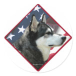 Alaskan Malamute Flag 2 Round Sticker