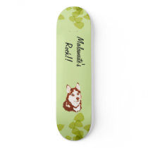 Alaskan Malamute ~ Green Leaves Design Custom Skate Board