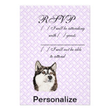 Alaskan Malamute Lavendar Weave Custom Invitations