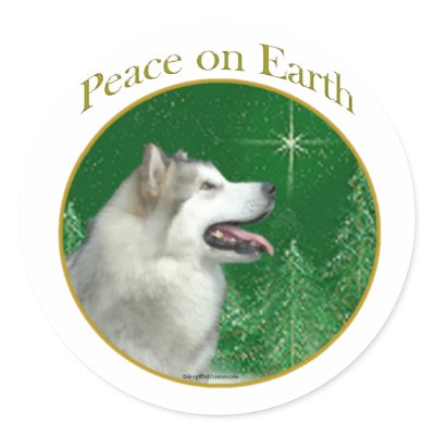 Alaskan Malamute Peace Sticker by GreyWolfCreation
