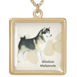Alaskan Malamute ~ Tan Leaves Motiff Necklace