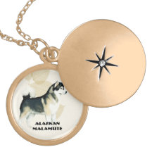 Alaskan Malamute ~ Tan Leaves Motiff Necklaces