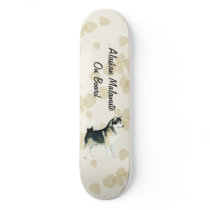 Alaskan Malamute ~ Tan Leaves Motiff Skate Decks