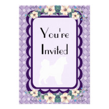 Alaskan Malamute Violet Floral Invite