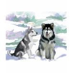 Alaskan Malamute Winter Scene T Shirt