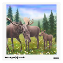 Alaskan Moose Family Wall Decal