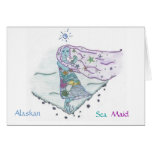 Alaskan Sea Maid with Sea Creatures Greeting Cards