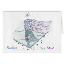 Alaskan Sea Maid with Sea Creatures Greeting Cards