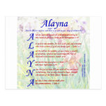 Alayna Acrositc Postcards