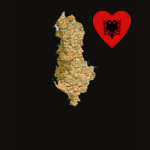 Albania Flag Heart Map Fitted AA T-Shirt