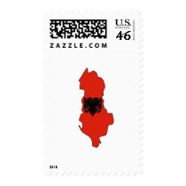 Albania flag map postage